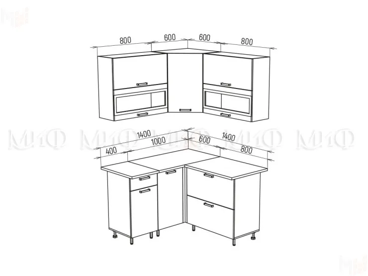 Кухня угловая Техно New 1,4*1,4 Белый снег софт/Ультрамарин софт