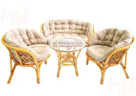 Комплект Багама с диваном и полными бежевыми подушками