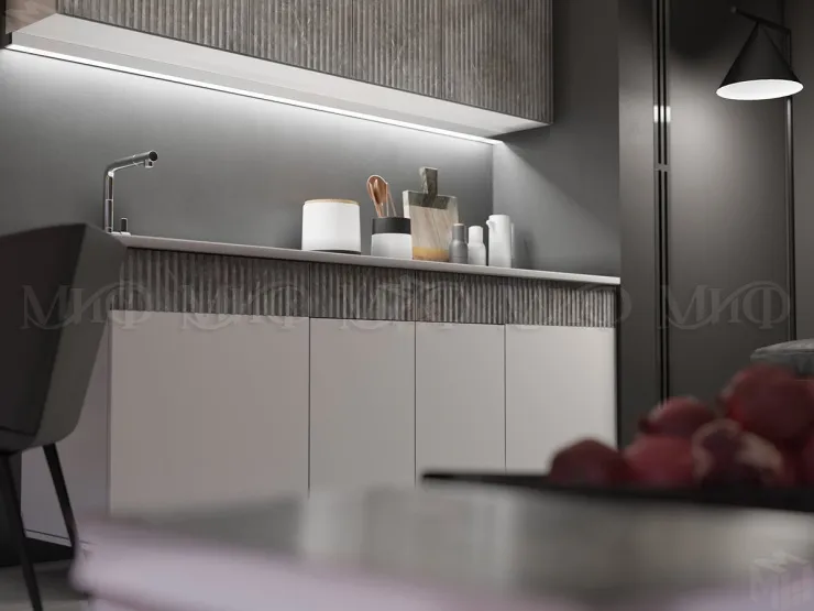 Кухня Оливия 2,0 белый глянец/мрамор глянец