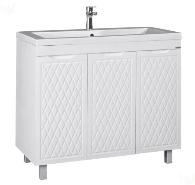 Тумба под умывальник "Andrea 100" 3D с корзиной для белья Домино