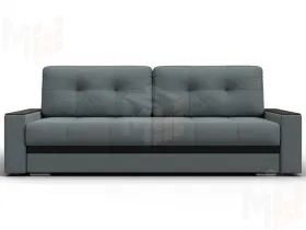 Диван прямой с декором Лига-096 НПБ ( Амур 07 серый/черный )