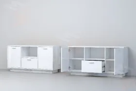 Тумба Т-2 ПД Эго Бетон Светлый/Белый Глянец