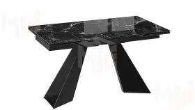 Стол обеденный Гермес Черный муар, Стекло глянцевое черный мрамор