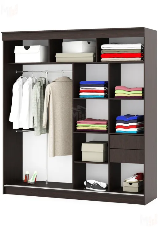 Шкаф-купе  2,0 м с зеркалом Фаворит  Венге