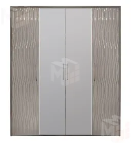 Шкаф Гравита 4-дверный серый камень глянец с зеркалом