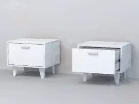 Тумба Т-5 Эго на ножках  Бетон Светлый/Белый Глянец