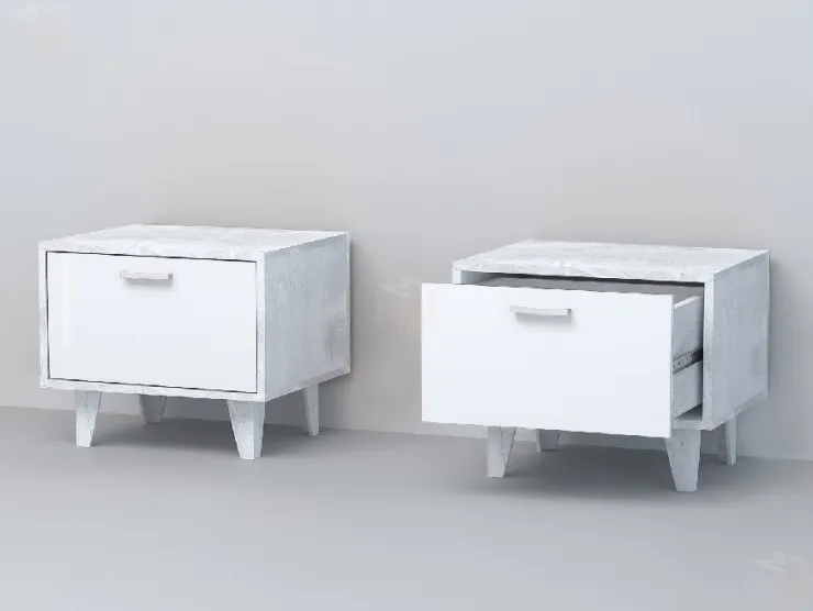 Тумба Т-5 Эго на ножках  Бетон Светлый/Белый Глянец
