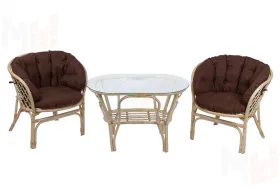 Комплект Багама Дуэт с коричневыми подушками и овальным столом