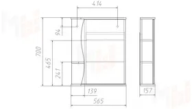Зеркало-шкаф Волна-1 60 см правый