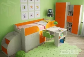 Кровать детская с выдвижным столом Фанки Кидз 10
