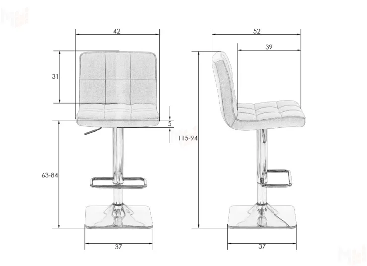 Стул барный DOBRIN DOMINIC (морской волны велюр (MJ9-99))