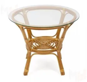 Столик из ротанга "Багама" круглый со стеклом