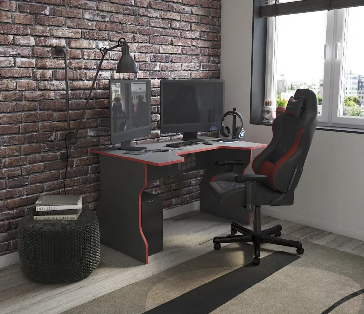 Стол компьютерный игровой ВАРДИГ K2 (белый/красный)