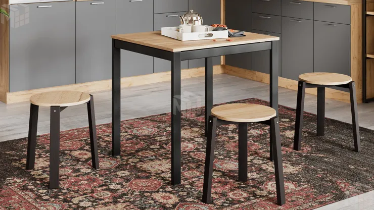 Стол раздвижной Слайд Тип 1 Черный муар, Дуб Крафт золотой