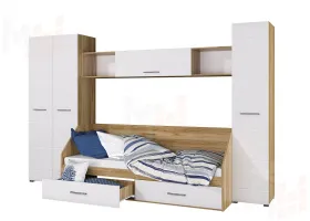 Кровать Ненси 80/2 ящика (дуб золотой/белый глянец)