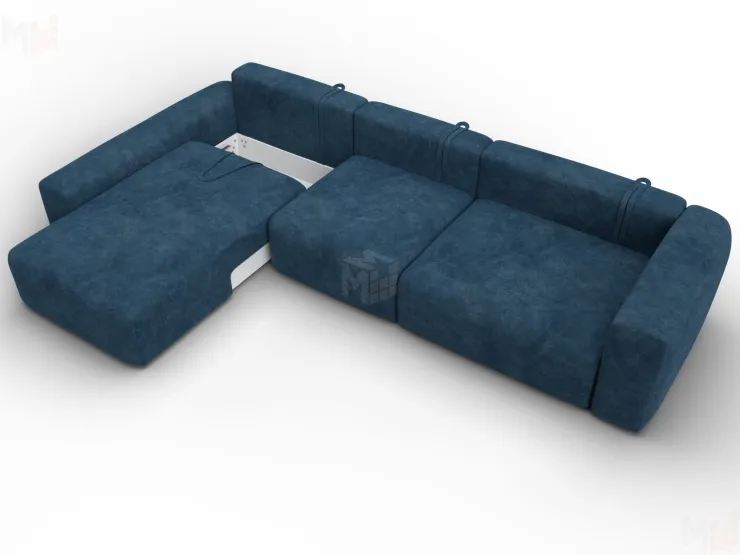 Диван угловой Лига-066 НПБ Лонг угол левый ( BRUT 11 синий )