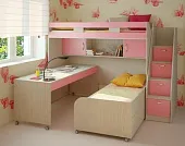 Кровать-чердак Фанки Кидз 22 + стол 13/58СВ + кровать нижняя 13/53СВ