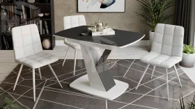Стол обеденный Гарда Тип 1 Белый, Стекло матовое черный графит