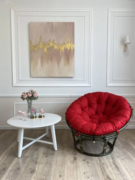 Кресло Папасан 23/01 с красной подушкой