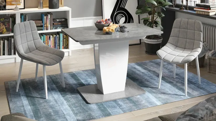 Стол раздвижной Аризона Тип 1 - КМ+02.85.000.001 Белый, Ателье светлый глянец