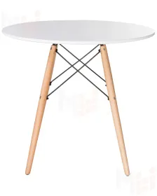 Стол обеденный DOBRIN CHELSEA`80 (ножки светлый бук, столешница белая)