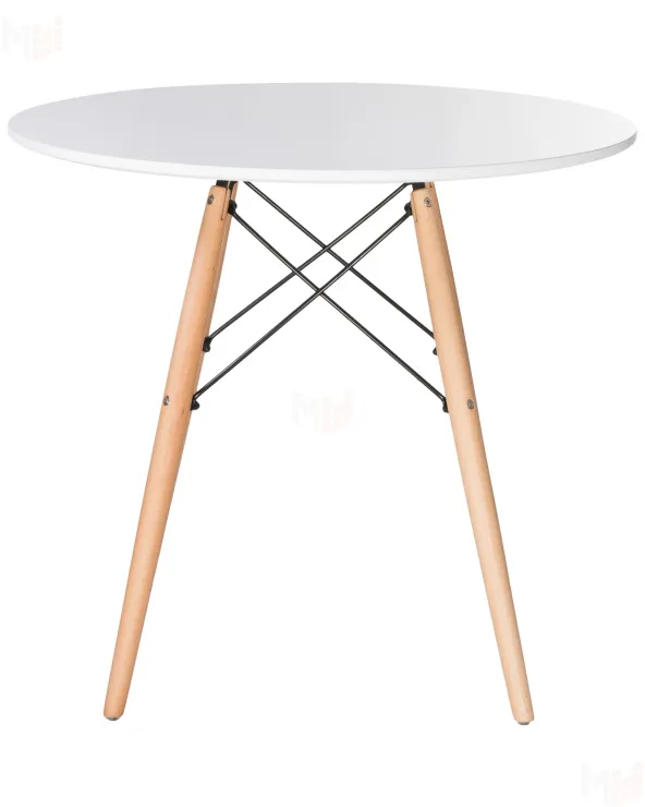 Стол обеденный DOBRIN CHELSEA`80 (ножки светлый бук, столешница белая)