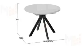 Стол обеденный раздвижной Стокгольм Тип 1  Черный муар, Стекло глянцевое белое