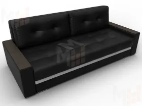 Диван прямой с декором Лига-096 НПБ ( Черный\Белый )