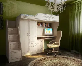 Кровать-чердак для детей ФК-4/1 + кровать ФКК-13/7СВ