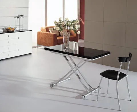 Стол обеденный трансформер B2166 (белый лак/черный лак)