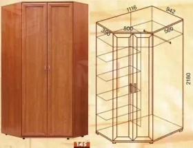 Шкаф угловой 2-х дверный № 145