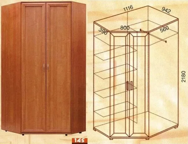 Шкаф угловой 2-х дверный № 145