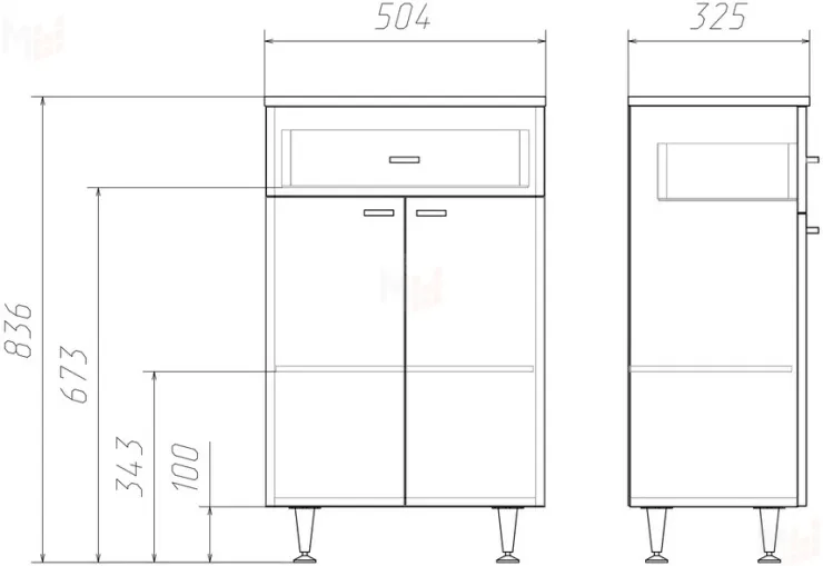 Комод Домино 50 Классик с верхним ящиком В1 Айсберг