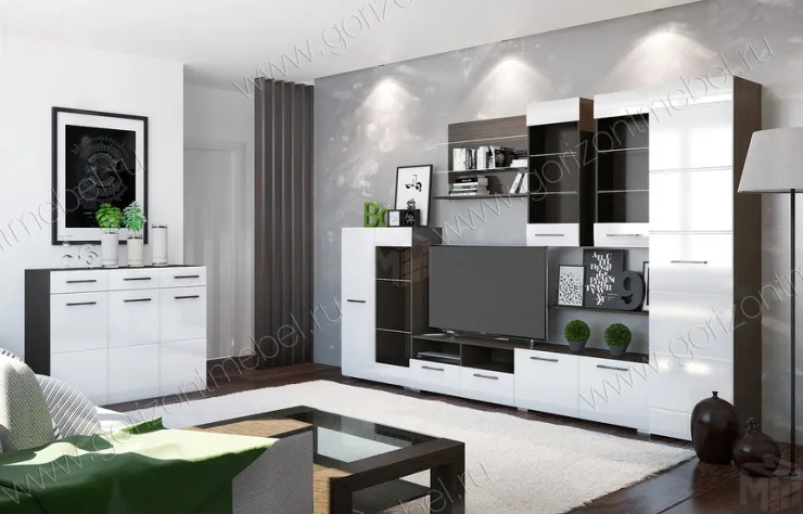 Гостиная Ненси-3 (венге/белый глянец)