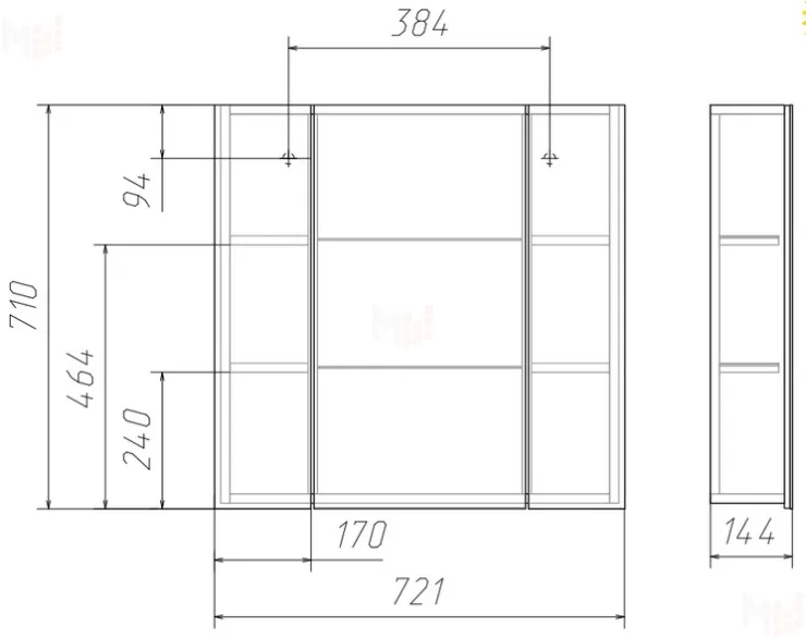 Шкаф-зеркало Идеал Оскар 70 Нова