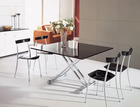 Стол обеденный трансформер B2166 (белый лак/черный лак)