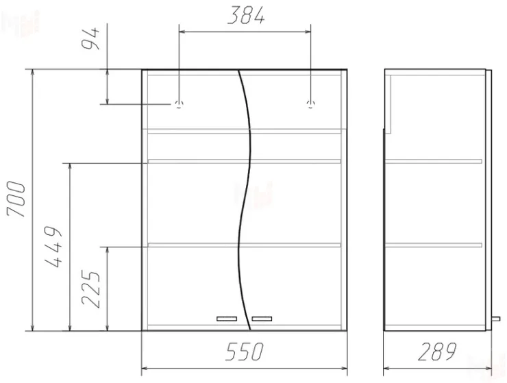 Шкаф навесной Домино Волна 02-55 Айсберг