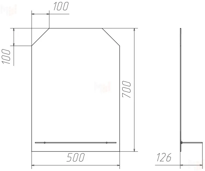 Зеркало Домино Дом 500*700 с полкой