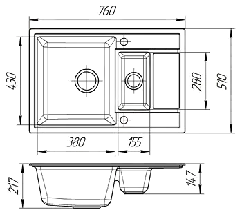 Мойка для кухни Florentina Липси-760К