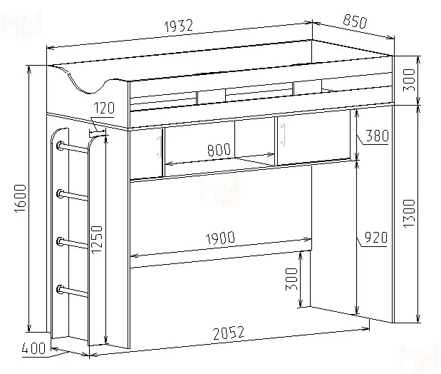 Кровать-чердак Фанки Кидз 22
