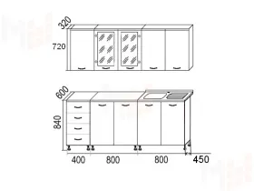 Кухня МДФ Микс серый/черный 2,0