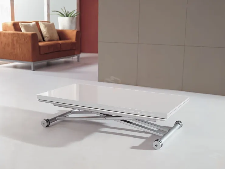 Стол обеденный трансформер B2166 (белый лак/черный лак)