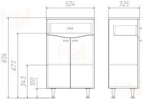 Комод Домино 50 Волна с верхним ящиком В1 Айсберг