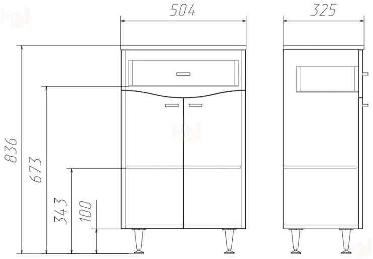 Комод Домино 50 Волна с верхним ящиком В1 Айсберг