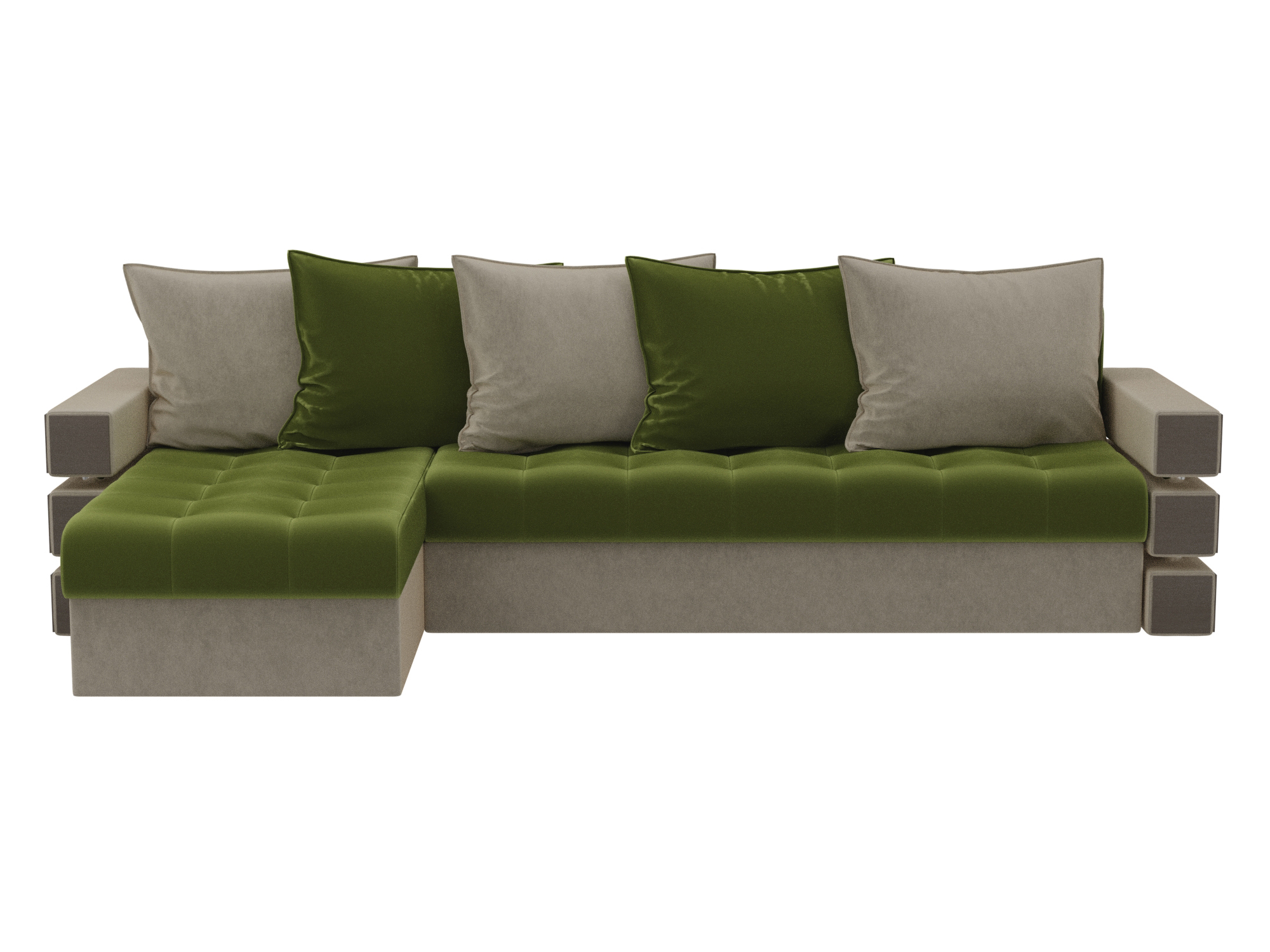 Угловой диван Венеция левый угол (Зеленый\Бежевый)