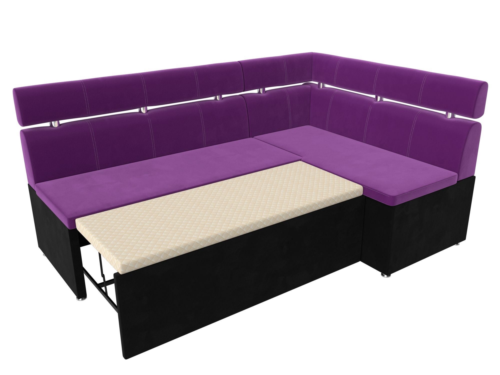 Кухонный угловой диван Классик правый 
угол (Фиолетовый\Черный)