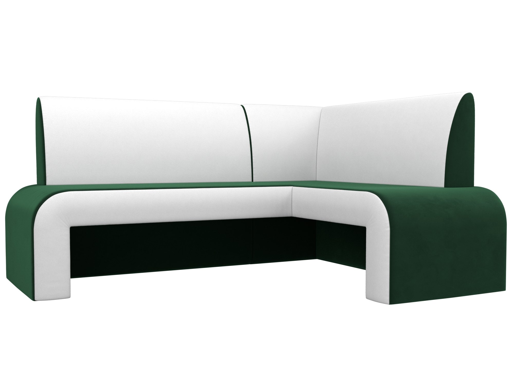 Кухонный угловой диван Кармен правый угол (Зеленый\Белый)