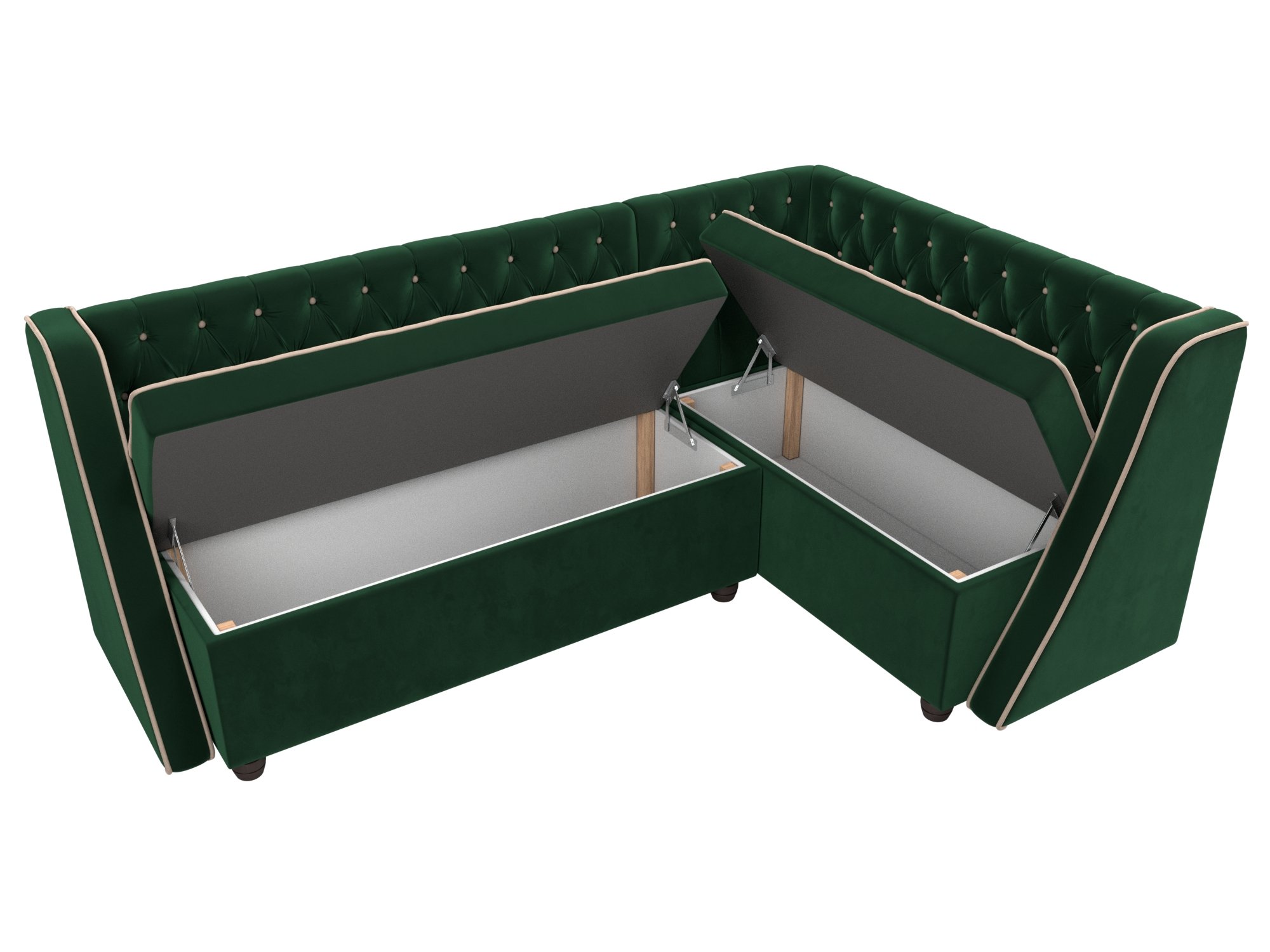 Кухонный угловой диван Лофт правый угол (Зеленый\Бежевый)