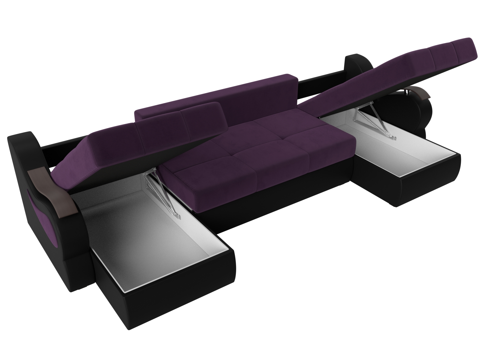 П-образный диван Меркурий (Фиолетовый\Черный)