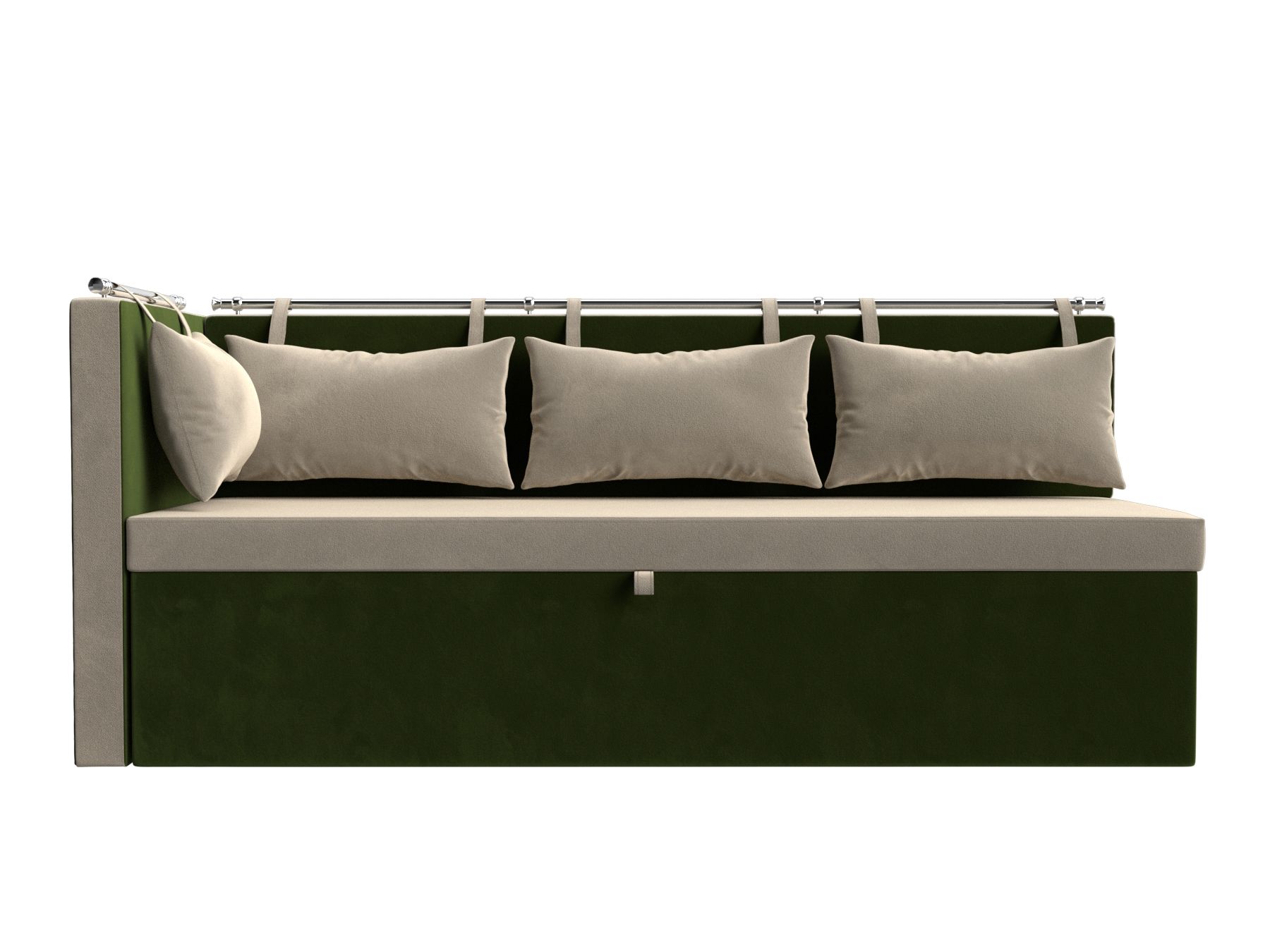 Кухонный диван Метро с углом слева (Бежевый\Зеленый)